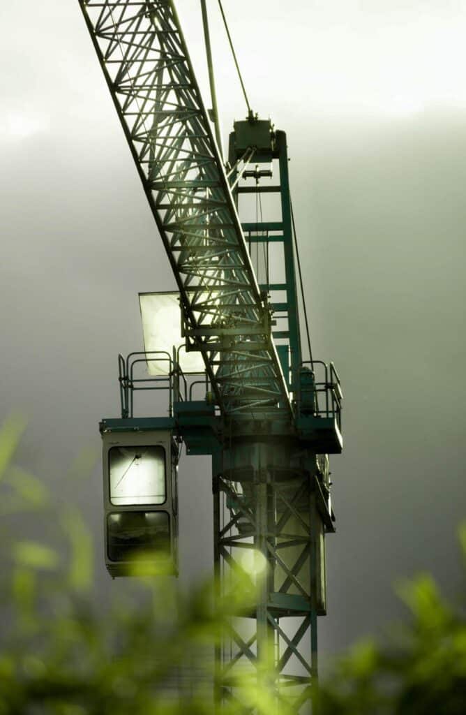 a crane with a light on