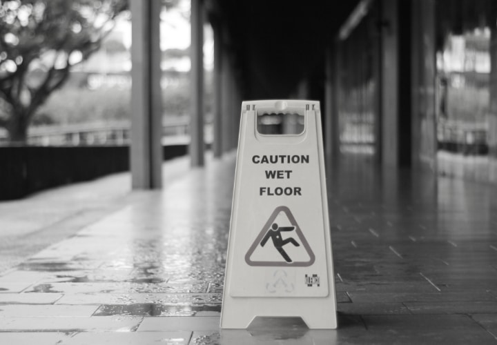 a sign on the floor